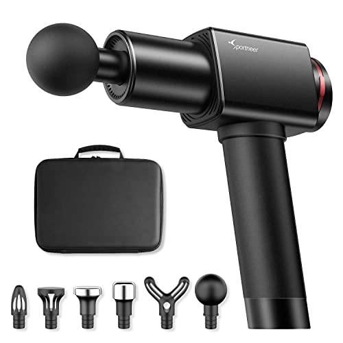 Massage Gun, Sportneer Deep Tissue Percussion Muscle Massager Gun for Pain Relief - Handheld Electric Body Massage Gun for Athletes, New Version Super Quiet Sports Drill Brushless Motor,Black