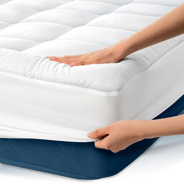 Cloud-Like Full Size Mattress Topper - 100% Cotton Top Mattress Pad for Back Pain Relief - Breathable & Naturally Cooling for Hot Sleepers