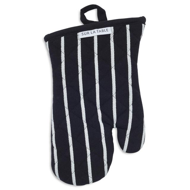 Black Butcher Stripe Oven Mitt