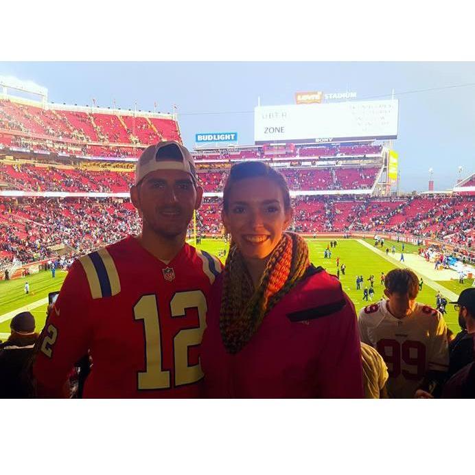 Cate's first Patriots game at the 49ers.