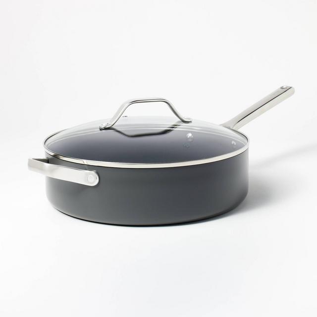 5qt Nonstick Hard Anodized Aluminum Saute Pan Dark Gray - Figmint™