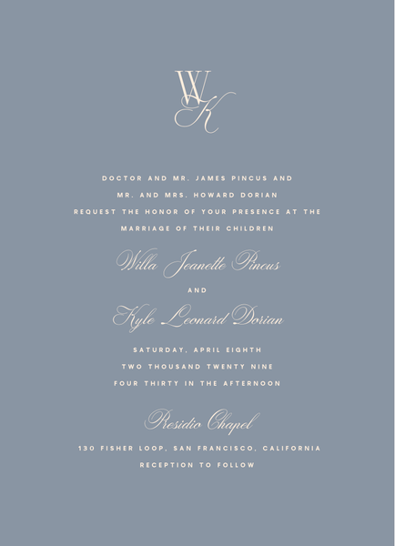 Lux Portrait | Periwinkle Gray | Zola Wedding Invitations