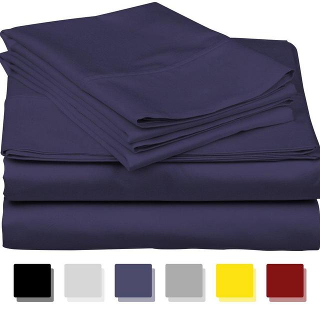 Thread Spread - True Luxury 1000-Thread-Count 100% Egyptian Cotton Bed Sheets, 4-Pc Queen Plum Sheet Set, Single Ply Long-Staple Yarns, Sateen Weave, Fits Mattress Upto 18'' Deep Pocket