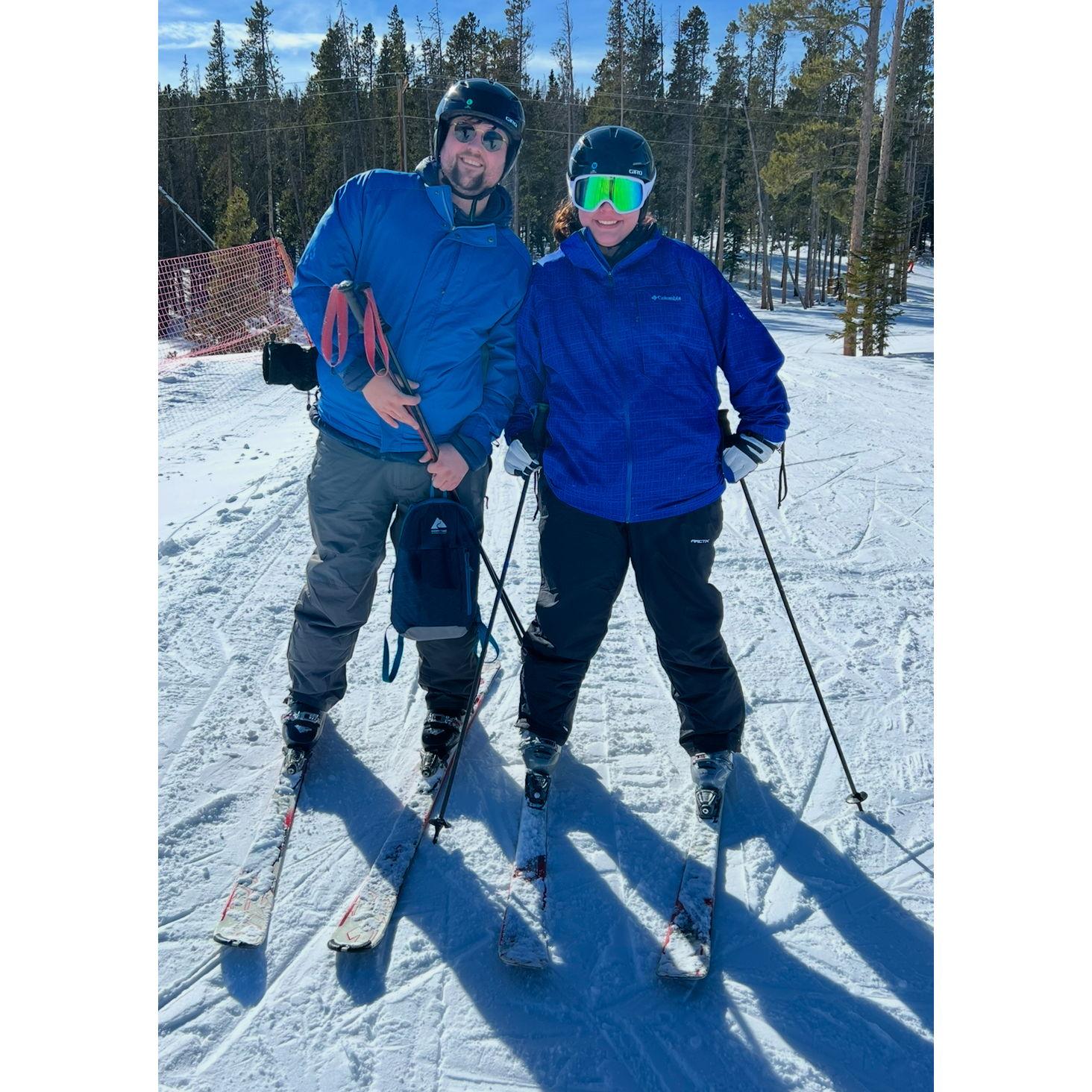 Bailey's first time skiing.. We are still working on it haha