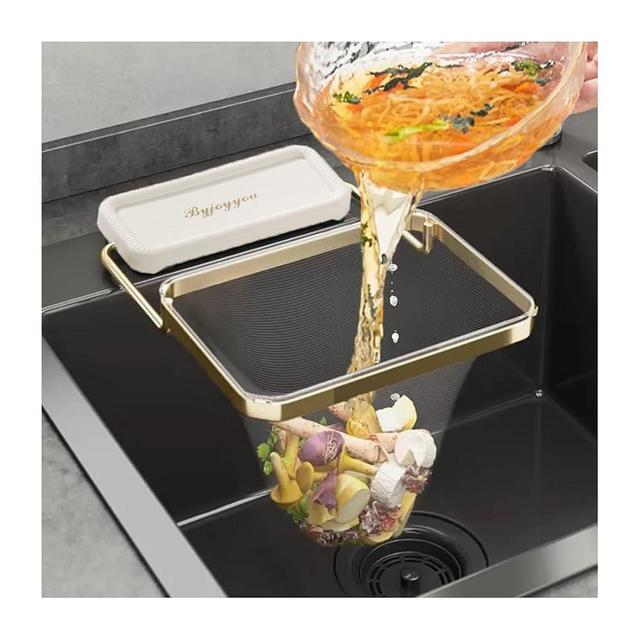 Kitchen Sink Hanging Strainer with 100 Sink Strainer Net Bag, Stainless Steel Corner Sink Basket Holder Mesh Sink Strainers for Kitchen Sink Food Catcher, Sink Trash Catcher for Garbage Leftovers