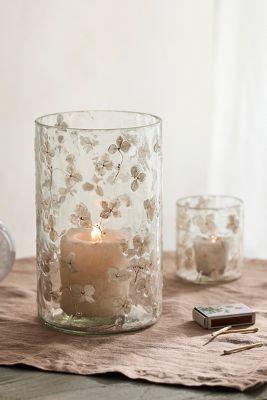 Pressed Hydrangea Glass Hurricane