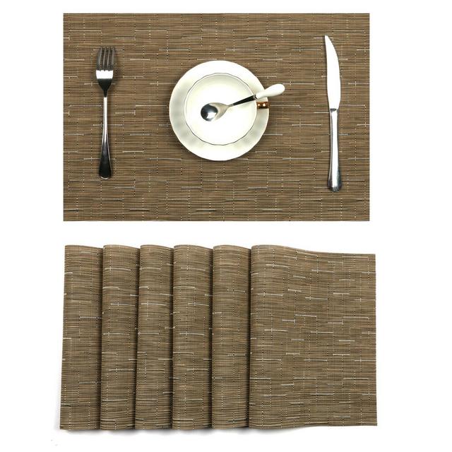 U'Artlines Placemats, Heat-Resistant Placemats Stain Resistant Anti-Skid Washable PVC Table Mats Woven Vinyl Placemats, Set of 6 (6pcs placemats, Cream)
