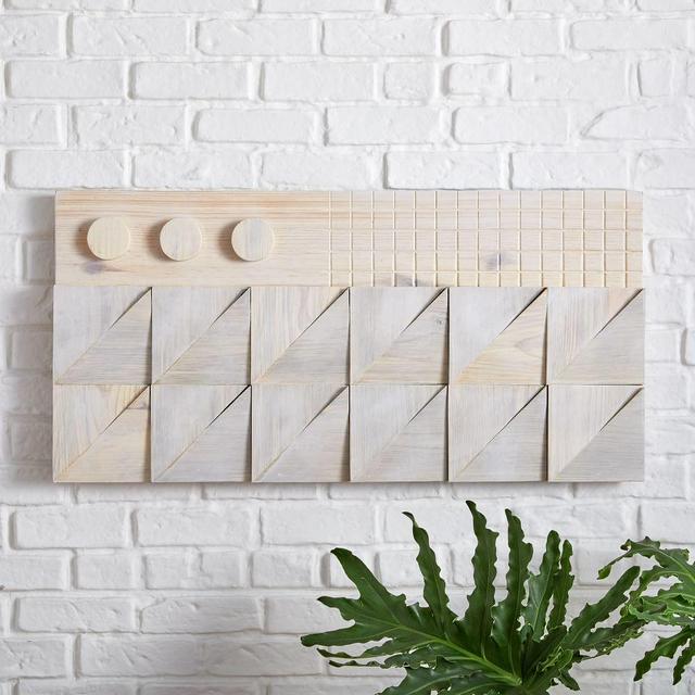 Carved Wood Wall Art, Panel 1, Natural, Wood, Large