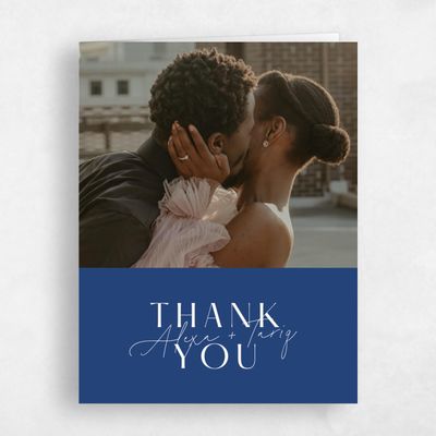 Light Navy, Blue Wedding Thank You - Raven Photo
