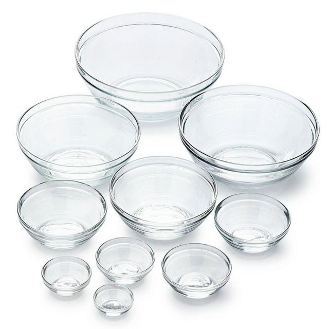 Duralex Gigogne Clear Stackable Bowls, Set of 10