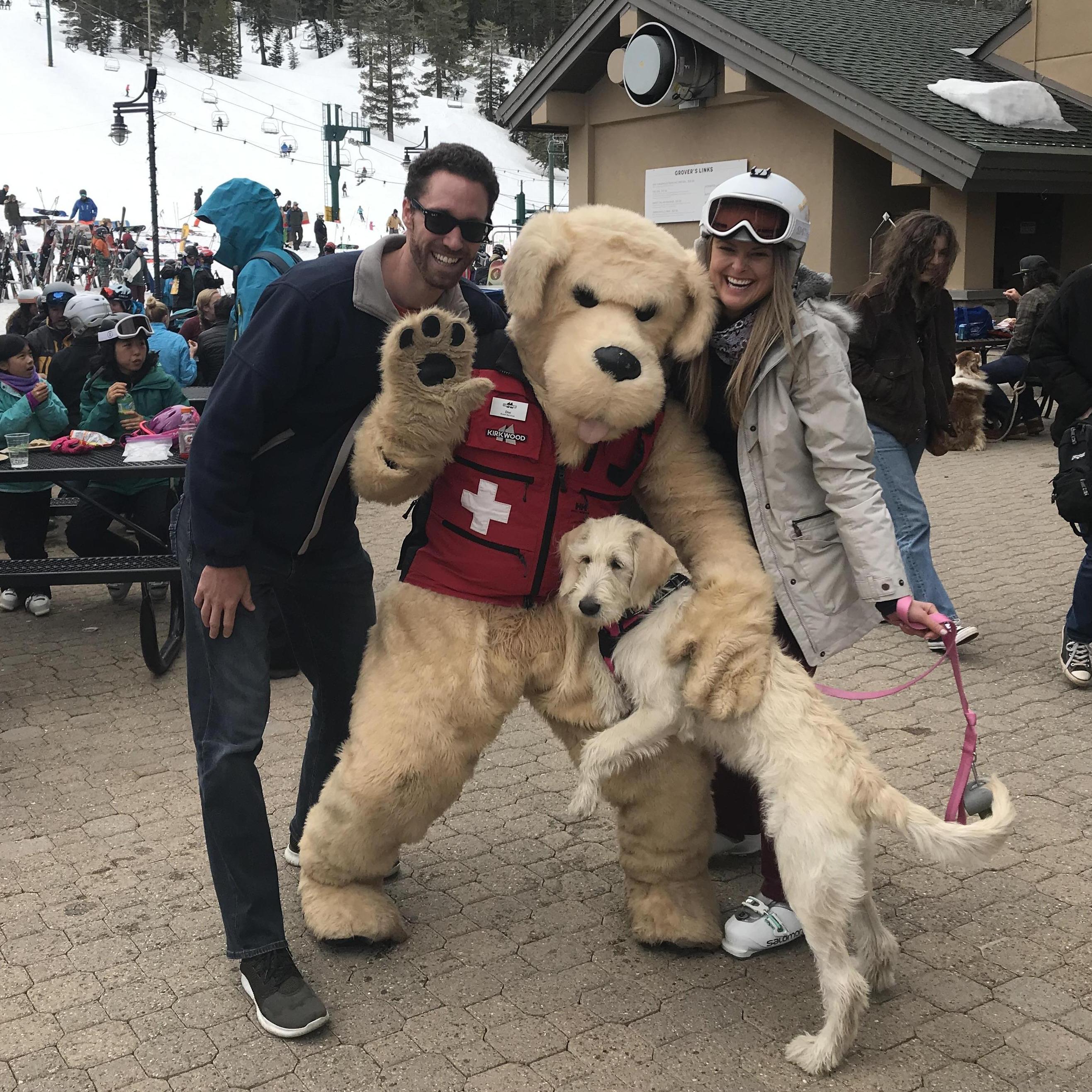 Kuna seeing a lifesize image of herself at Kirkwood Mountain Resort in Lake Tahoe, CA