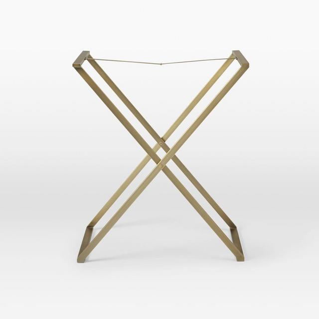 Butler Tray Stand, Tall, Shiny Brass
