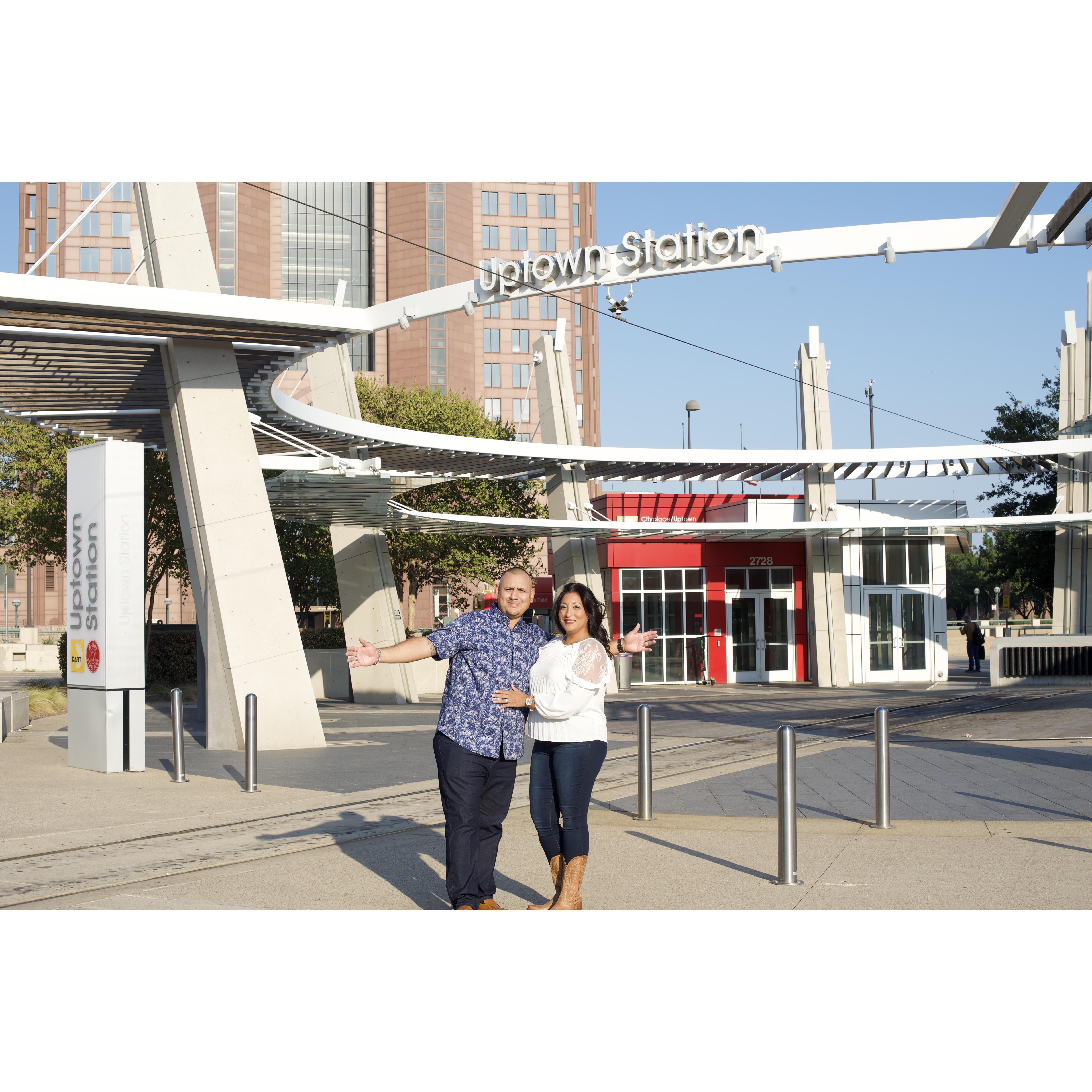 Our Engagement Photos - Uptown/Cityplace Station where is ALL begins. ;)