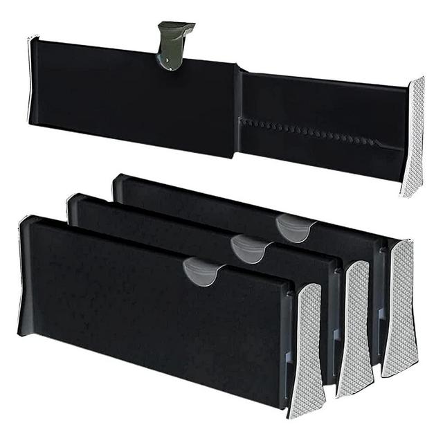 Adjustable Drawer Divider, 3 Pack Expandable Dresser Drawer Dividers Organizer 11-17 Inch, Heavy Duty Black Drawer Organizers for Clothing,Kitchen Utensils, 4 Inch Tall Deep Drawer Separators
