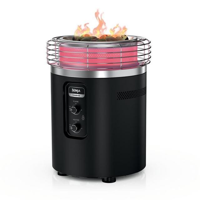 Ninja Fireside360™ Outdoor Heater & Fire Pit with 3 Modes – Flame, Heat, Flame & Heat, Portable for Patio, Deck, Camping, Beach, Easy Control Flames and Heat, Push to Start Ignition, Black, OF101BK