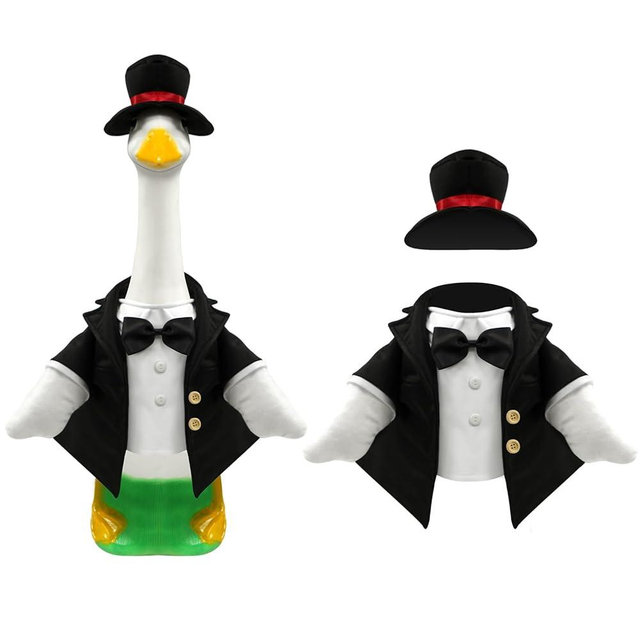 Goose Outfits Wedding Porch Goose Outfits with Suit Blazer Top Hat Bow Ties for Outdoor Garden Yard Decor