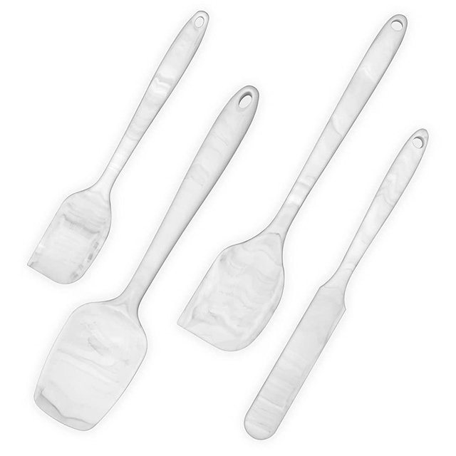 FIVETAS Food Grade Silicone Rubber Spatula Set for Baking,Cooking.High Heat Resistant Non Stick,Dishwasher Safe,Stainless Steel Core Handle,BPA-Free,Marbling set of 4