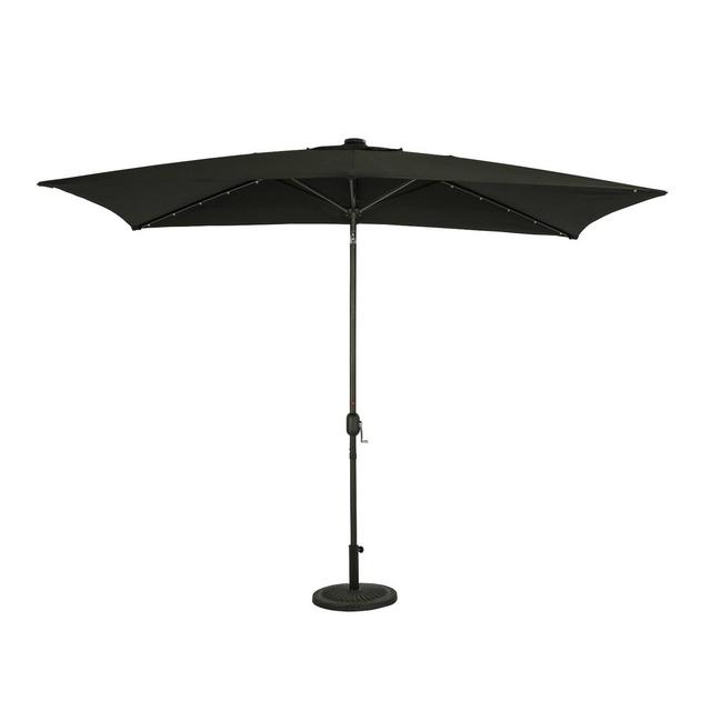 10' x 6.5' Rectangular Nassau Market Patio Umbrella with LED Bulb Lights Black - Island Umbrella