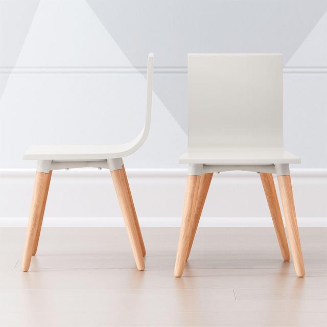 Pint-Sized White and Wood Toddler Play Chair, Set of 2