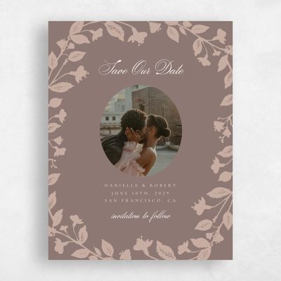 Taupe, Brown Wedding Save the Date - Fawn Portrait