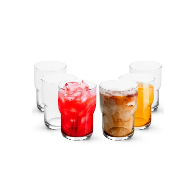 LEMONSODA Modern Iced Coffee Glasses - Set of 6 -15 oz