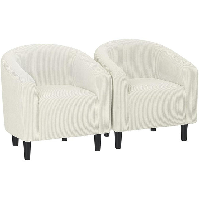 Yaheetech Barrel Chairs, Furry Accent Chairs, Sherpa Chairs with Soft Padded Armrest, Fuzzy Club Chairs for Living Room Bedroom Waiting Room Office, Accent Chairs Set of 2, Beige