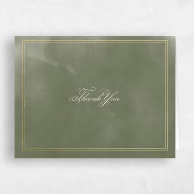 Olive, Green Wedding Thank You - Dubuque Stamp Foil