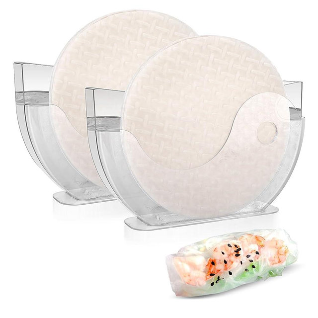 ARGCONNER Rice Paper Water Bowl Dipper, Rice Paper Water Bowl, Spring Roll Water Dipper Rice Paper Holder(2 Pack)