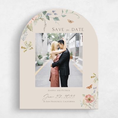 Beige Arch Wedding Save the Date - Aurelia Photo