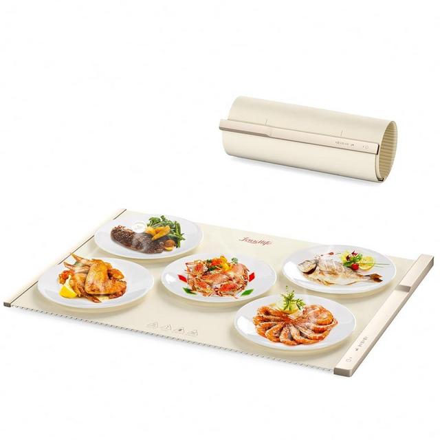 Electric Warming Tray with Adjustable Temperature, Laudlife 5 in 1 Food Warmer for Parties Features Foldable Design & Fast Heating, Warming Plate for Buffet, Family Gatherings, Sabbath, Holidays