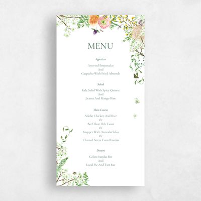 White Summer Wedding Menu - Rosalind