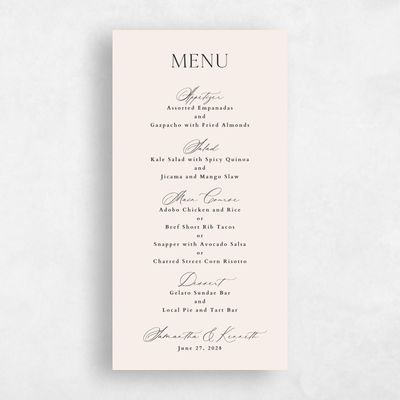Linen, Beige Wedding Menu - Manarola