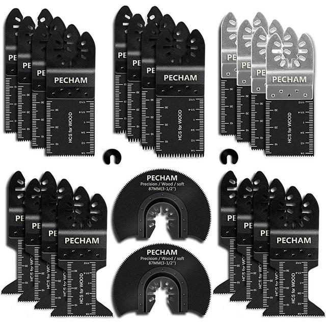 PECHAM 24PCS Universal Wood Metal Oscillating Multitool Quick Release Saw Blades Fit Porter Cable Black & Decker Rockwell Ridgid Ryobi Milwaukee DeWalt Chicago Craftsman