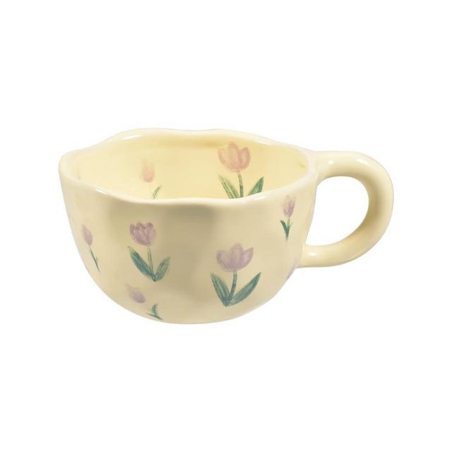 Koythin Ceramic Coffee Mug, Creative Flower Cup for Office and Home, Dishwasher and Microwave Safe, 8.5 oz/250 ml for Latte Tea Milk (Purple Tulip)