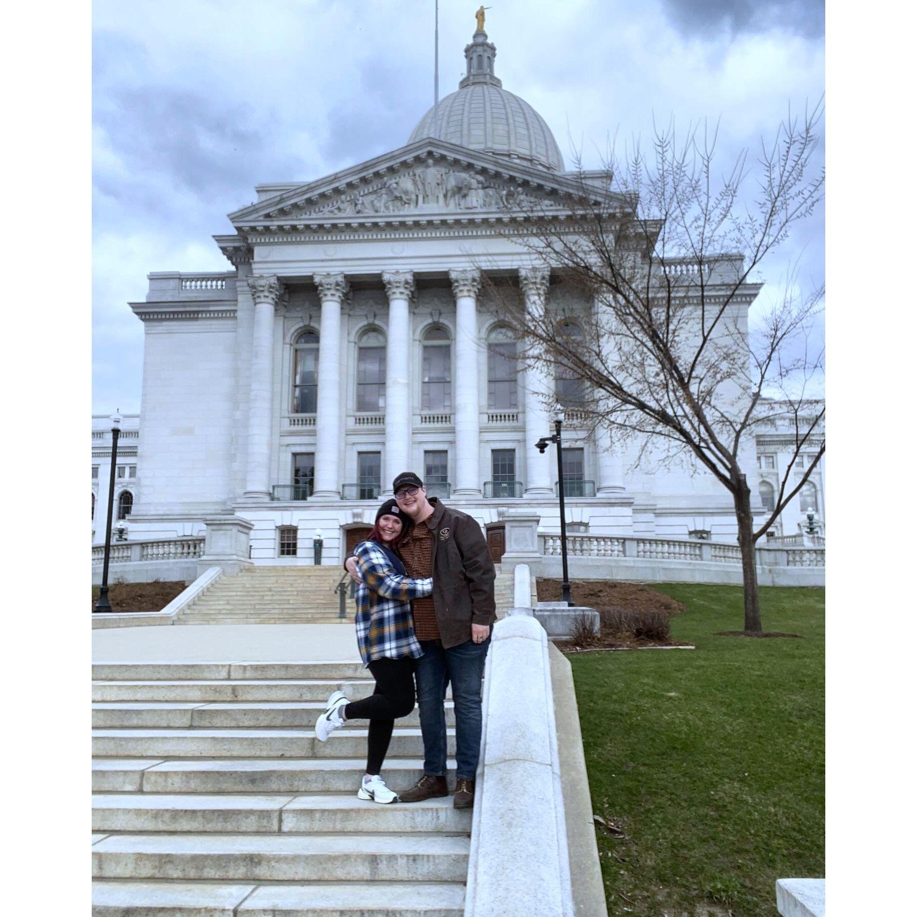Posing near the capital in the chilly spring of 2024