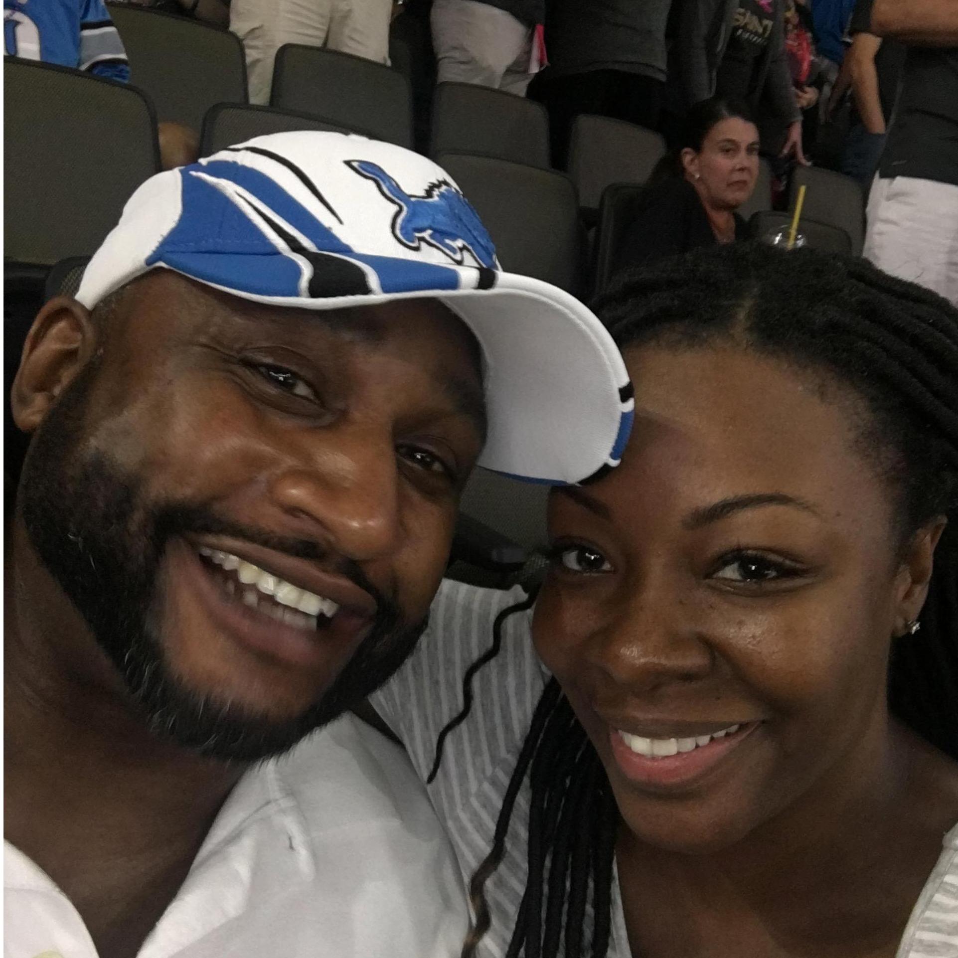 Our first football game together... of course the Saints whooped the Lions!