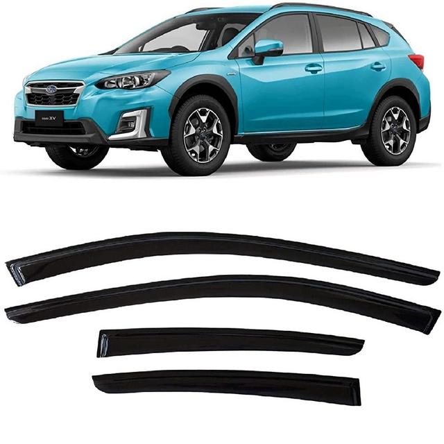 olltoz Smoke Tinted Tape-On Side Window Visor Deflectors Rain Guards Compatible with Subaru Impreza Hatchback 2017 2018 2019 2020 2021 & Crosstrek 2018 2019 2020 2021