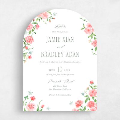 White Arch Wedding Invitation - Rosa Portrait