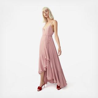 Strappy Wrap Dress With Ruffled Skirt