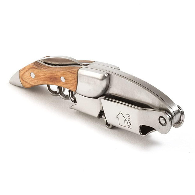 Prestige Waiters Wine Bottle Opener By Coutale Sommelier - Naturalwood - French Patented Spring-Loaded Double Lever Wine Bottle Opener for Bartenders and Gifts