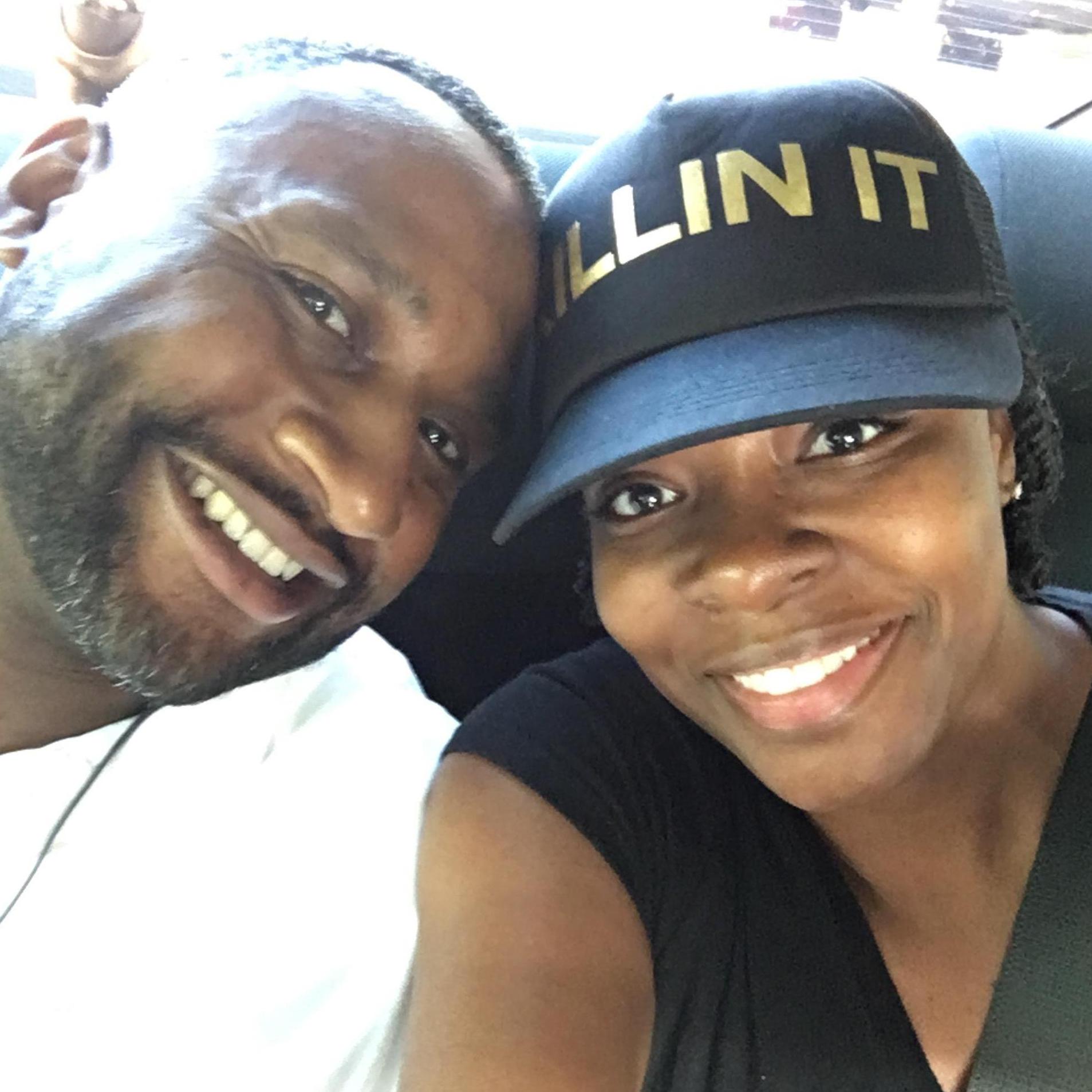 In the Uber, on the way to the airport, for our first trip together.
