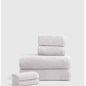Turkish Ribbed Quick Dry Bath Towel Bundle in Silver