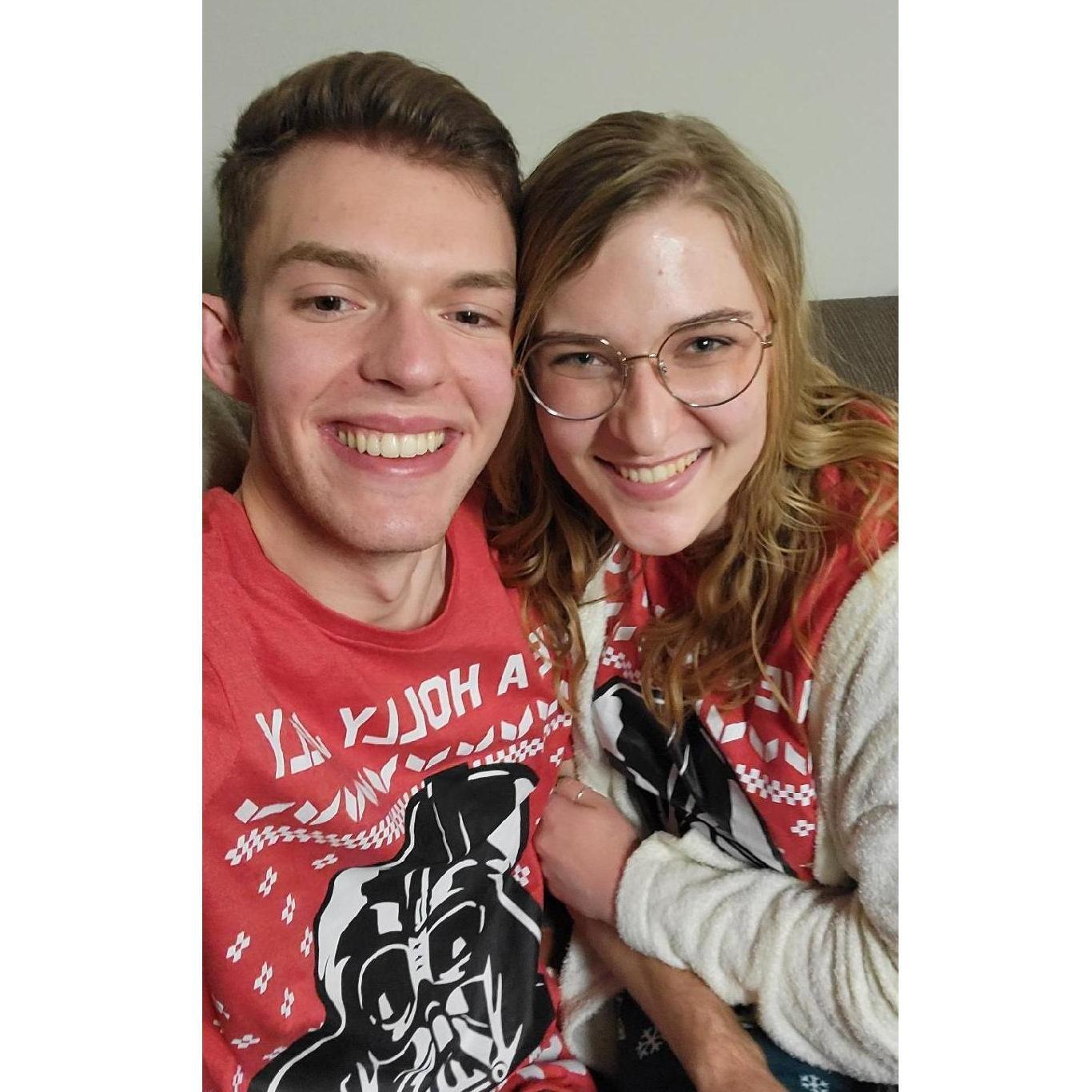 Our first set of matching Christmas pajamas.