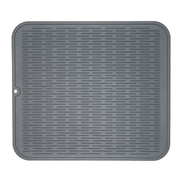 ZLR Silicone Dish Drying Mat Easy Clean Dishwasher Safe Heat Resistant Eco-Friendly Trivet Gray XL 16 inches x 18 inches