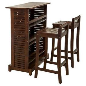 Riviera 3pc Wood Patio Bar Set - Brown - Christopher Knight Home