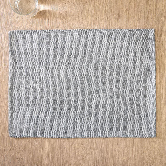 Textured Canvas Table Linens, Placemat, Platinum, Cotton Canvas, 14x19, Set of 4