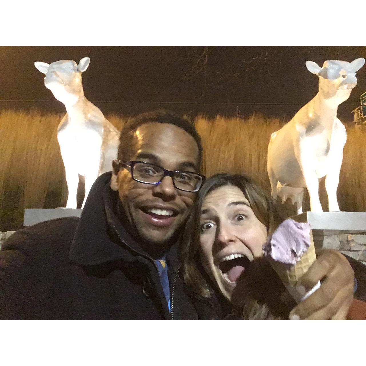 Nothing says winter in Wisconsin like ice cream and cows! (Kopp's Frozen Custard)