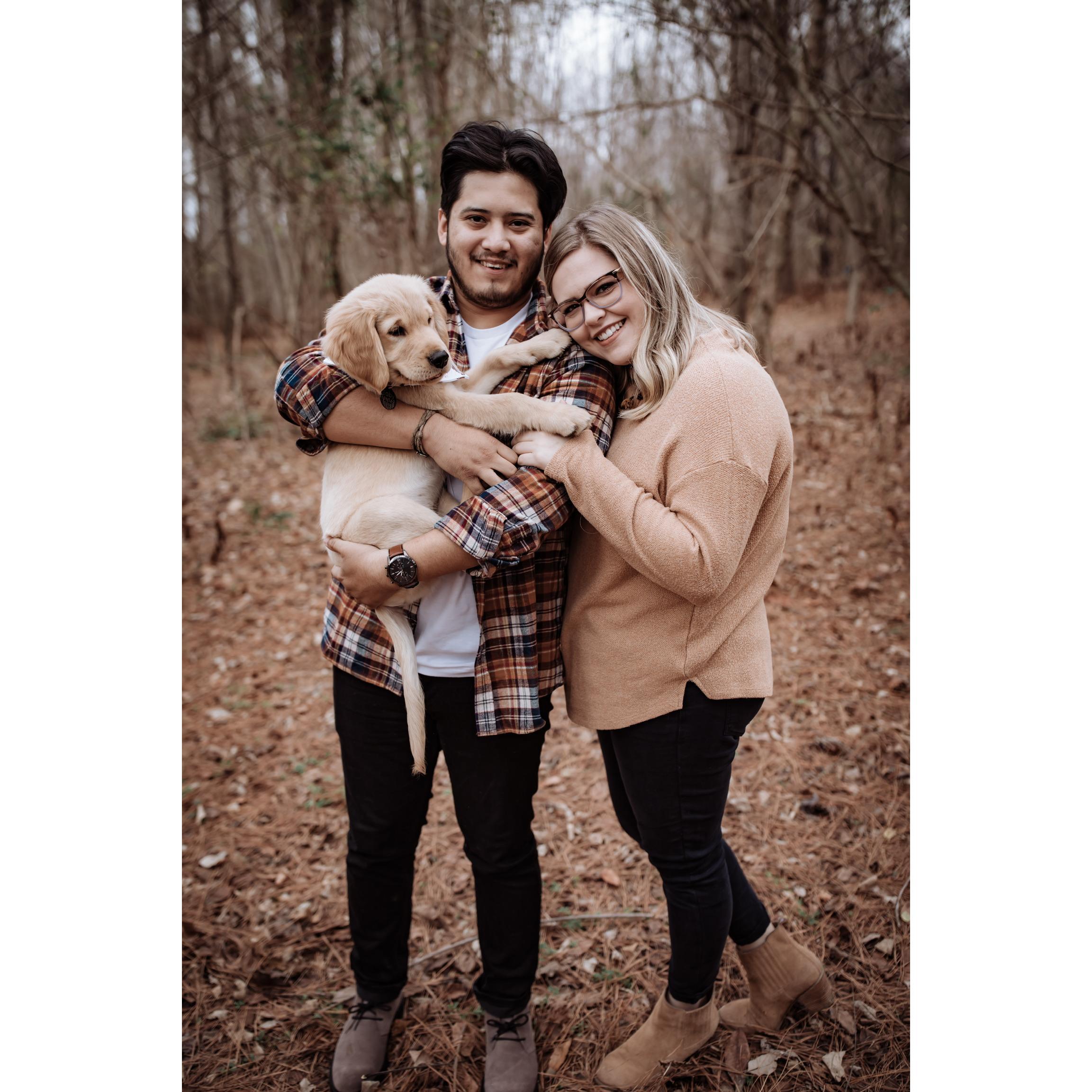 A photo with our sweet puppy Toby
