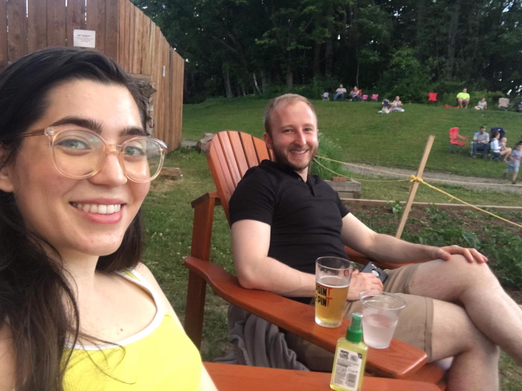 Awaiting July 4th fireworks at Empire Farm Brewery in Cazenovia, NY. Exactly one year before our 2020 nuptials!