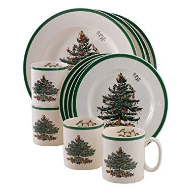 Spode Christmas Tree 12-Piece Dinnerware Set, Service for 4